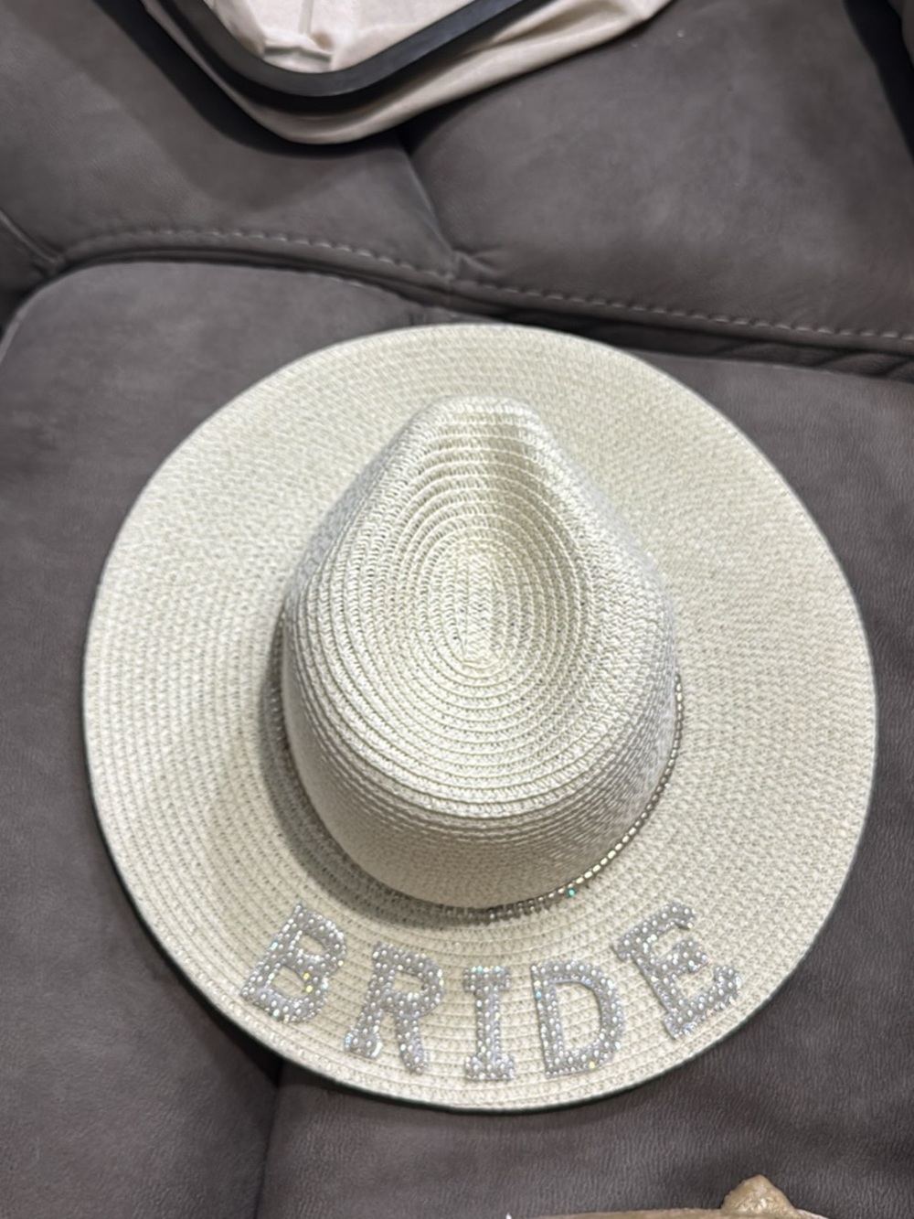 Shiraleah White Bride Embellished Straw Sun Hat